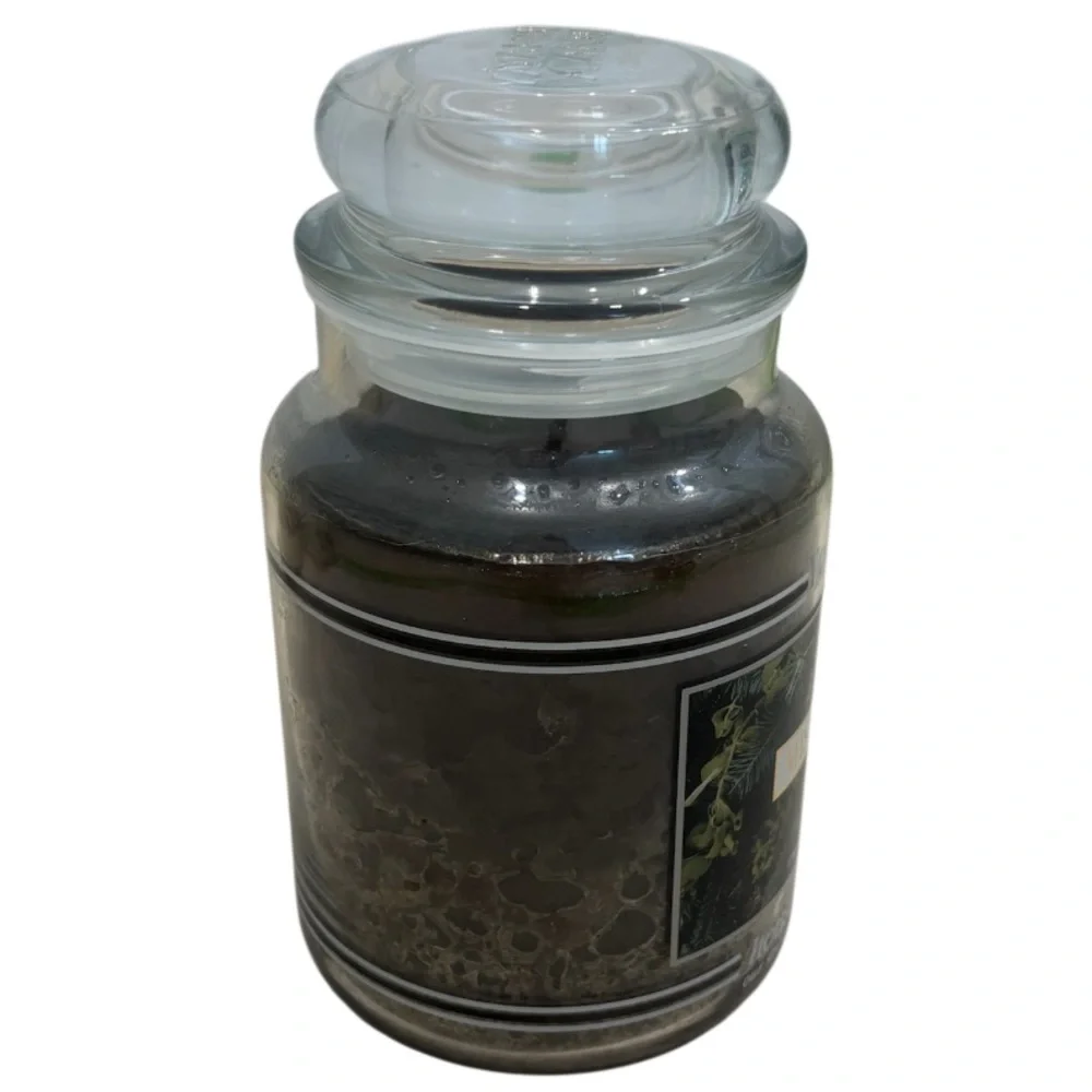 Yankee Candle Jar Black Band Mistletoe Rare Vintage Holiday Green Pine 22 Oz